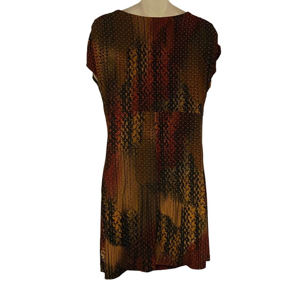 Monroe & Main Bead Draped Cowl Sheath Mixed Print Office Casual Date Night Dress - Picture 9 of 12